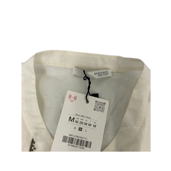 Zara Womens Top Vest M Medium Off White Embroidered Floral boho 4786/003 NWT - Picture 5 of 16